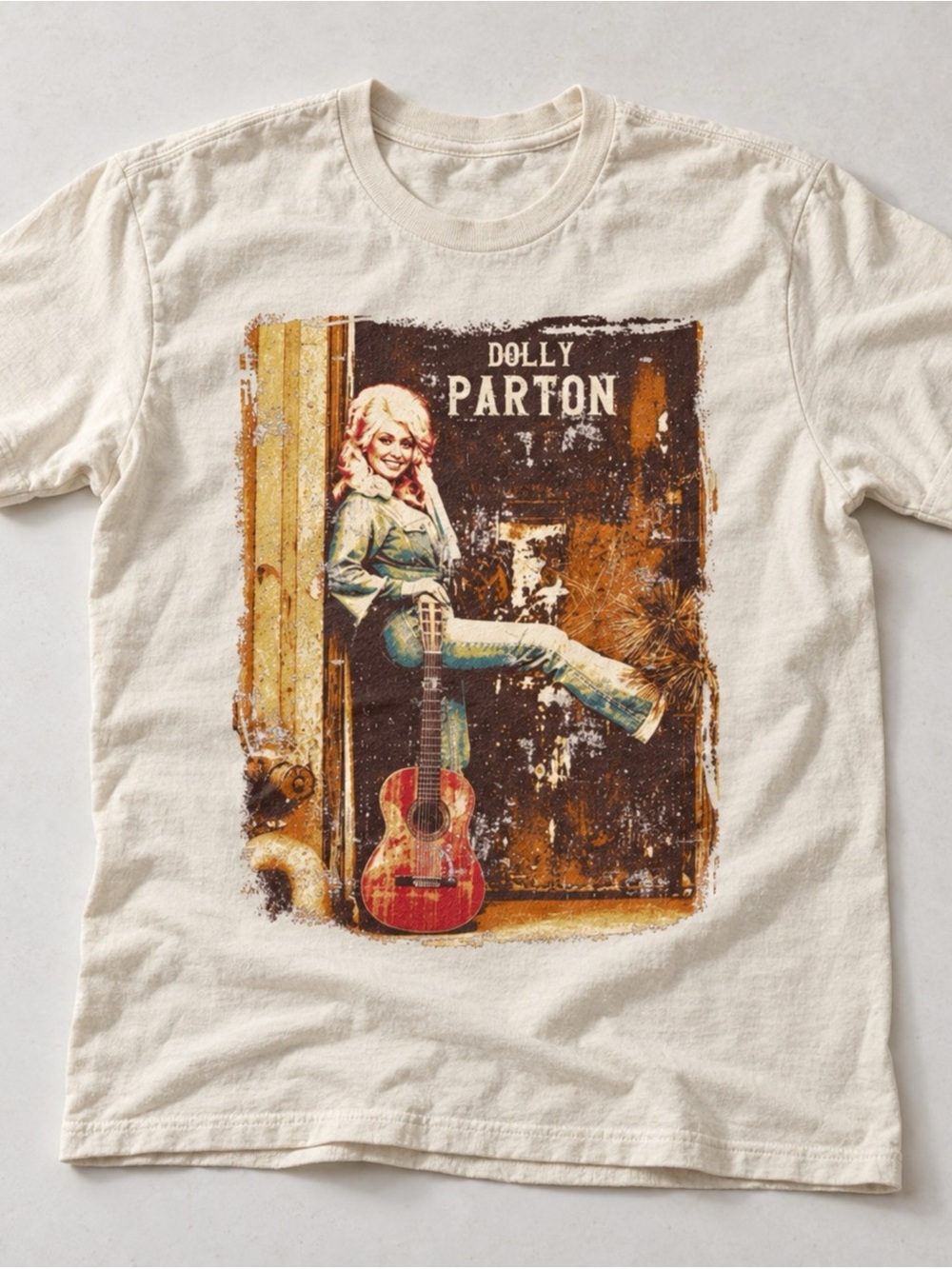 Dolly Parton Graphic Tee Cream Gildan Country Music Shirt
